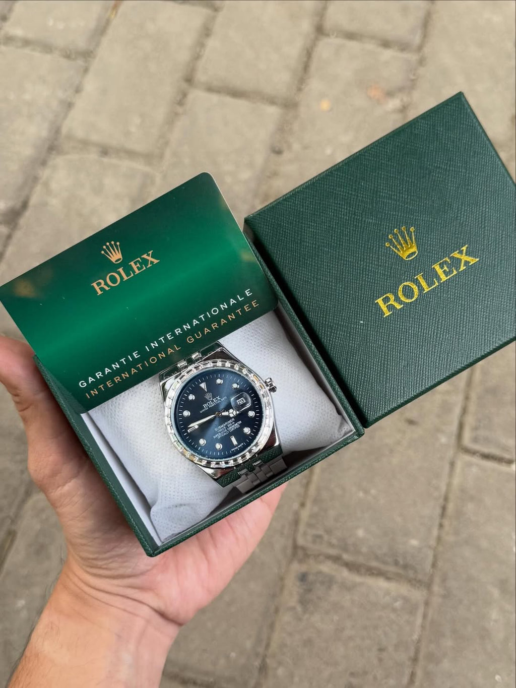 Luxury Stainless Steel Watch with Premium Box & Warranty Card | Elegant Men’s Wrist Watch Gift Set