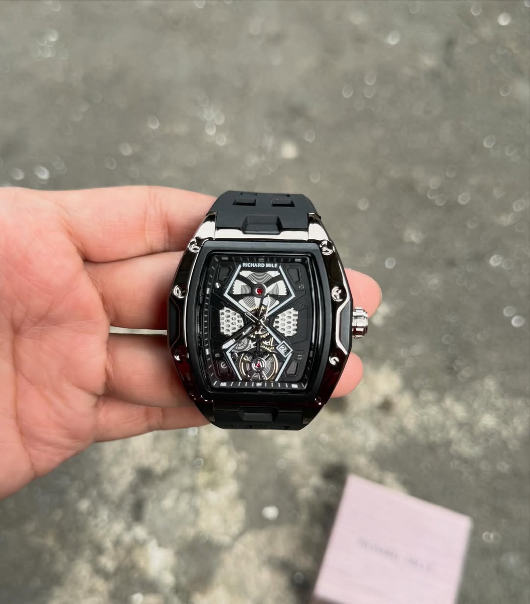 Luxury Skeleton Dial Automatic Watch for Men | Premium Black Silicone Strap Designer Watch
